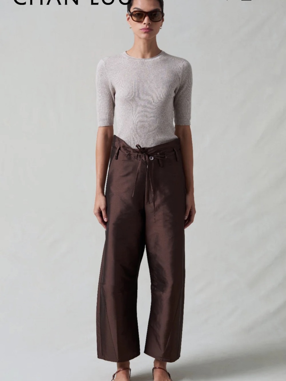 NWT Chan Luu Techno Taffeta Barrel Pant — Chocolate — Size 1